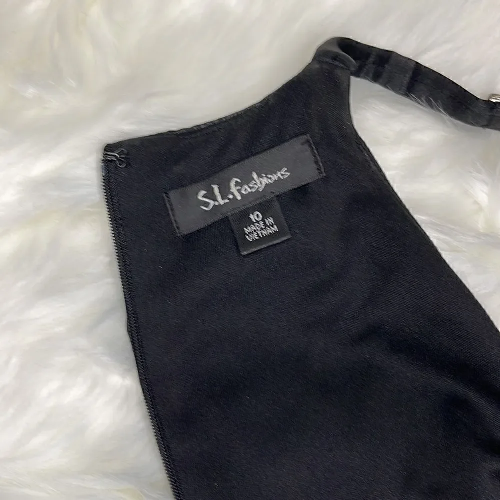 S.L. Fashions Tiered Little Black Dress size 10 - Picture 9 of 11